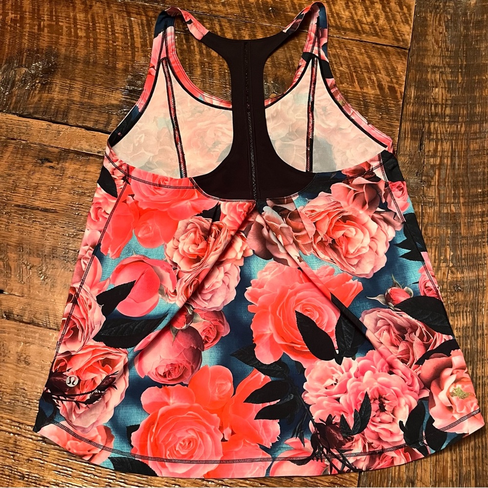 Lululemon Lightened Up Singlet Tank Top - Secret Garden/Black - Sz 4 🌸 ☀️ - Picture 5 of 6